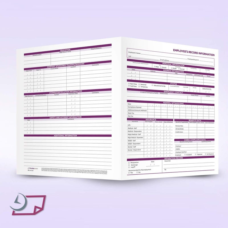 NextDayLabels Employee Personnel File Folders - 25-Pack Preprinted HR Folders with Secure Internal Pockets - Heavyweight White Cardstock for Discreet Employee Records - Made in USA - Image 3